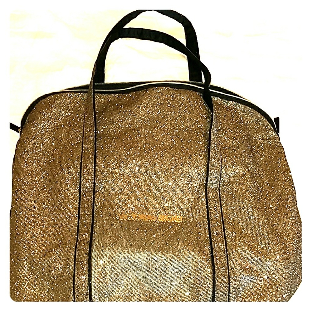 Large Victoria's Secret Glitter gold tote bag